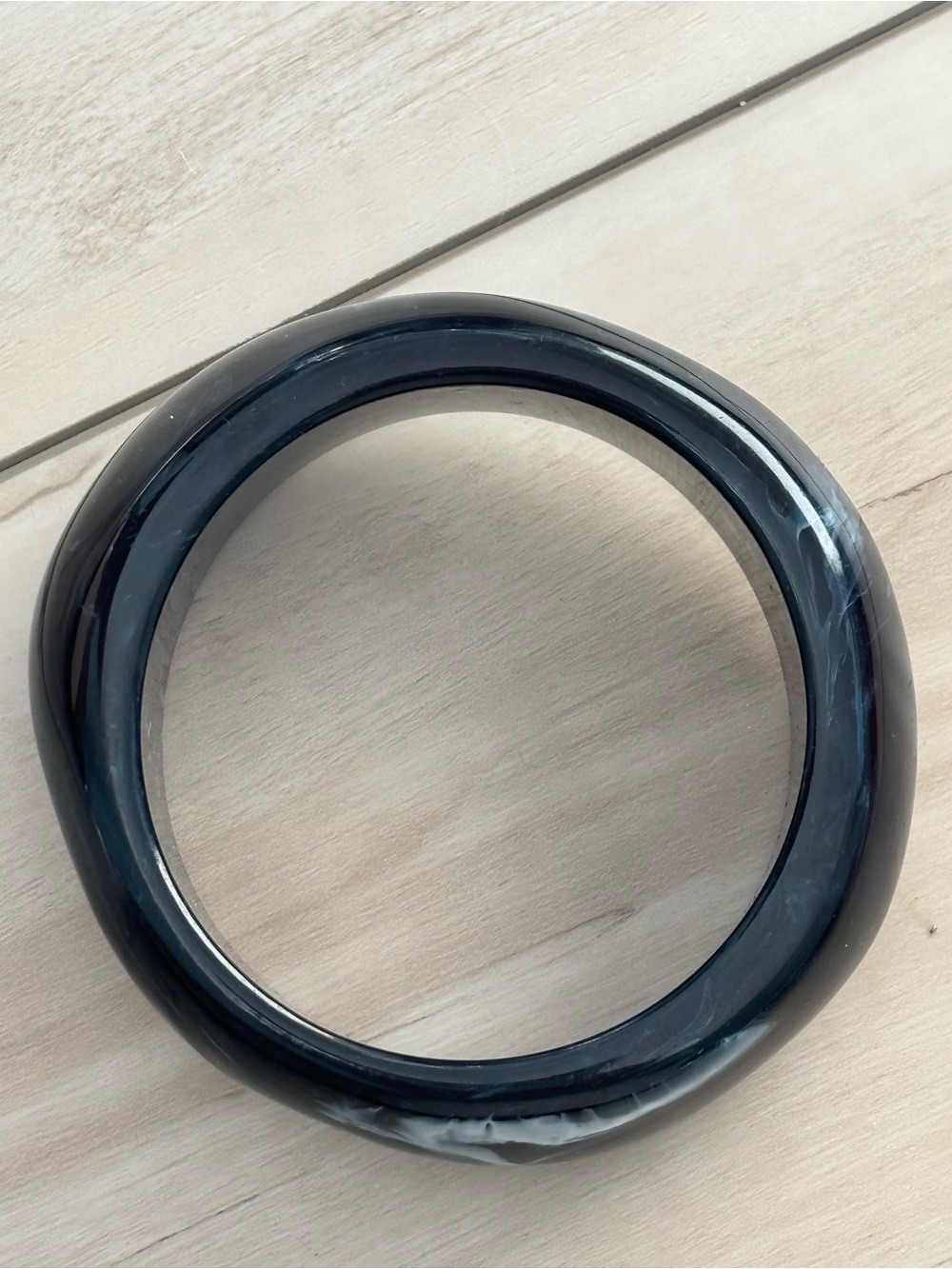 Black Marbled Resin Bangle Bracelet